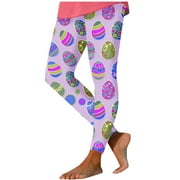 Levmjia Stretch Comfort and Soft Leggings for Women Trendy Eggs Print Stretch Yoga Leggings Fitness Running Gym Sports Full Length Active Pants